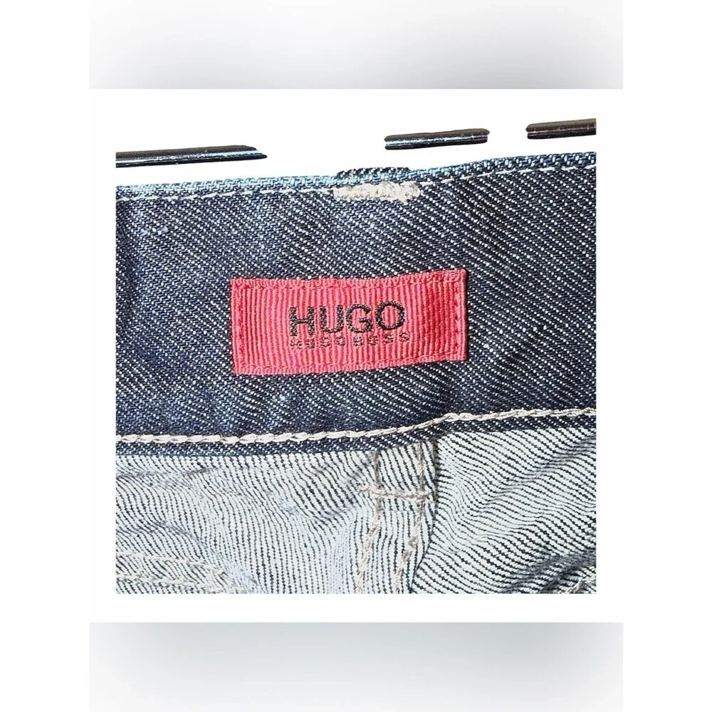 HUGO BOSS RED LABEL Men's Dark Wash Indigo Straight-Leg Jeans Slim Size 27/34